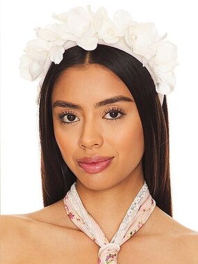 Lele Sadoughi White Floral Headband - Elegant Women's Hair Accessory